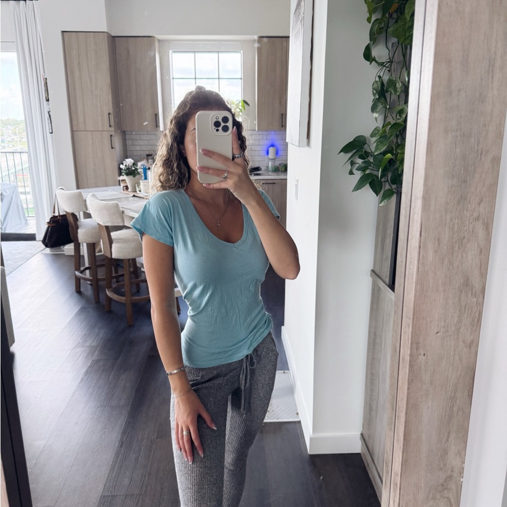 Varley Blue Open Back Blouse (Size Small)